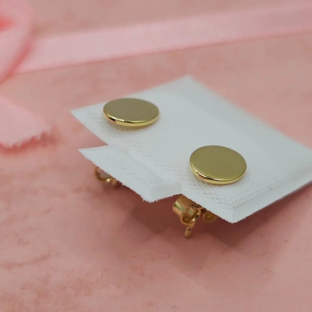 Sterling Silver 925 Gold Plated Flat Oval Stud Earrings